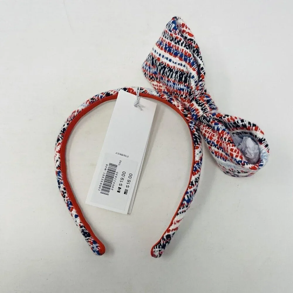 Janie and Jack Baby/Toddler Girls OS Tweed Headband‎ with Bow Red/White/Blue